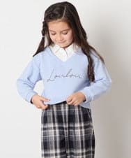 KJKAD01034 a.v.v KIDS(アー・ヴェ・ヴェ) [120-160]【クロップド丈】衿付きロゴトレーナー ライトブルー