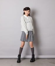 KJKAD01034 a.v.v KIDS(アー・ヴェ・ヴェ) [120-160]【クロップド丈】衿付きロゴトレーナー ライトブルー