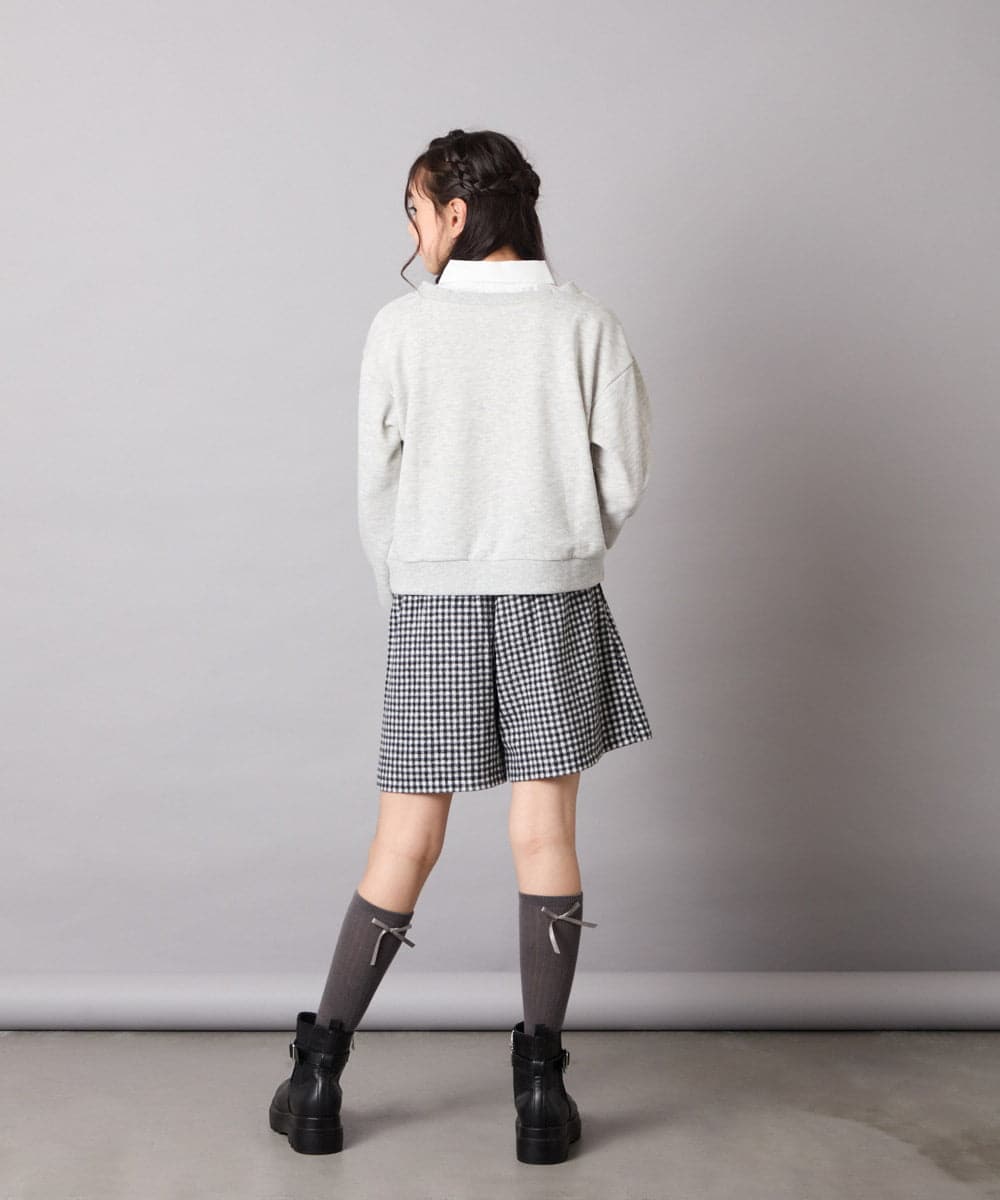 KJKAD01034 a.v.v KIDS(アー・ヴェ・ヴェ) [120-160]【クロップド丈】衿付きロゴトレーナー ライトブルー