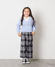 KJKAD01034 a.v.v KIDS(アー・ヴェ・ヴェ) [120-160]【クロップド丈】衿付きロゴトレーナー ライトブルー