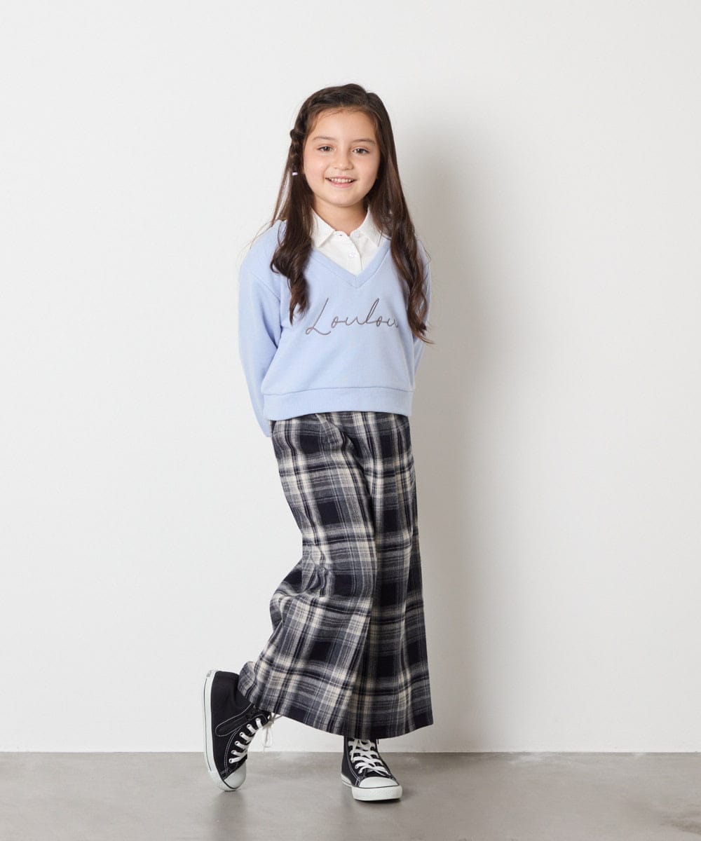 KJKAD01034 a.v.v KIDS(アー・ヴェ・ヴェ) [120-160]【クロップド丈】衿付きロゴトレーナー ライトブルー