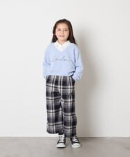 KJKAD01034 a.v.v KIDS(アー・ヴェ・ヴェ) [120-160]【クロップド丈】衿付きロゴトレーナー ライトブルー