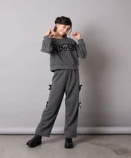 KJKAD02044 a.v.v KIDS(アー・ヴェ・ヴェ) [130-160]【裏起毛/クロップド丈/リメイク風】レースロゴクロップドトレーナー グリーン