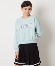KJKAD02044 a.v.v KIDS(アー・ヴェ・ヴェ) [130-160]【裏起毛/クロップド丈/リメイク風】レースロゴクロップドトレーナー グリーン