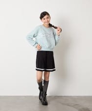 KJKAD02044 a.v.v KIDS(アー・ヴェ・ヴェ) [130-160]【裏起毛/クロップド丈/リメイク風】レースロゴクロップドトレーナー グリーン
