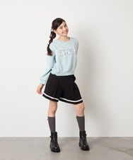 KJKAD02044 a.v.v KIDS(アー・ヴェ・ヴェ) [130-160]【裏起毛/クロップド丈/リメイク風】レースロゴクロップドトレーナー グリーン
