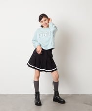 KJKAD02044 a.v.v KIDS(アー・ヴェ・ヴェ) [130-160]【裏起毛/クロップド丈/リメイク風】レースロゴクロップドトレーナー グリーン