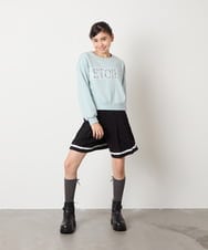 KJKAD02044 a.v.v KIDS(アー・ヴェ・ヴェ) [130-160]【裏起毛/クロップド丈/リメイク風】レースロゴクロップドトレーナー グリーン