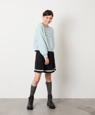 KJKAD02044 a.v.v KIDS(アー・ヴェ・ヴェ) [130-160]【裏起毛/クロップド丈/リメイク風】レースロゴクロップドトレーナー グリーン