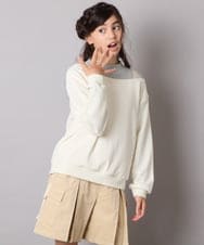 KJKAD03039 a.v.v KIDS(アー・ヴェ・ヴェ) [120-160]【アシンメトリー/オフショル】ポコポコレイヤード風トレーナー アイボリー