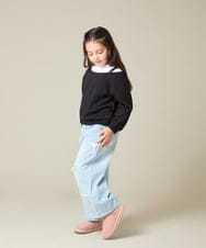 KJKAD03039 a.v.v KIDS(アー・ヴェ・ヴェ) [120-160]【アシンメトリー/オフショル】ポコポコレイヤード風トレーナー アイボリー