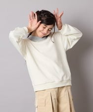 KJKAD03039 a.v.v KIDS(アー・ヴェ・ヴェ) [120-160]【アシンメトリー/オフショル】ポコポコレイヤード風トレーナー アイボリー