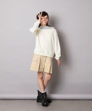 KJKAD03039 a.v.v KIDS(アー・ヴェ・ヴェ) [120-160]【アシンメトリー/オフショル】ポコポコレイヤード風トレーナー アイボリー
