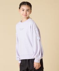 KJKAD36026 a.v.v KIDS(アー・ヴェ・ヴェ) [120-160]【人気NO.1トップス！/袖レースアップ/プチロゴ/通学にもオススメ】レースアップスリーブトレーナー ライトブルー