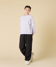 KJKAD36026 a.v.v KIDS(アー・ヴェ・ヴェ) [120-160]【人気NO.1トップス！/袖レースアップ/プチロゴ/通学にもオススメ】レースアップスリーブトレーナー ライトブルー