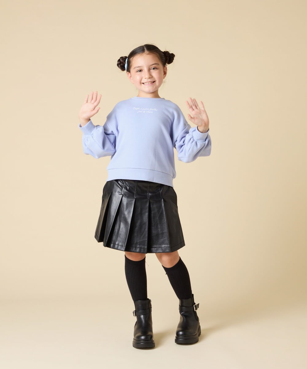 KJKAD36026 a.v.v KIDS(アー・ヴェ・ヴェ) [120-160]【人気NO.1トップス！/袖レースアップ/プチロゴ/通学にもオススメ】レースアップスリーブトレーナー ライトブルー