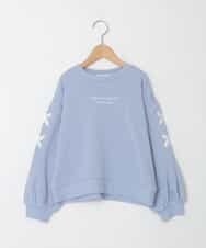 KJKAD36026 a.v.v KIDS(アー・ヴェ・ヴェ) [120-160]【人気NO.1トップス！/袖レースアップ/プチロゴ/通学にもオススメ】レースアップスリーブトレーナー ライトブルー