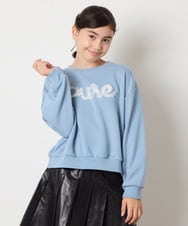 KJKAD49018 a.v.v KIDS(アー・ヴェ・ヴェ) [100-160]【WEB限定商品/チュールフリル/クロップド丈】チュールロゴトレーナー ピンク