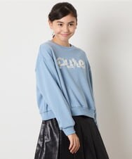 KJKAD49018 a.v.v KIDS(アー・ヴェ・ヴェ) [100-160]【WEB限定商品/チュールフリル/クロップド丈】チュールロゴトレーナー ピンク