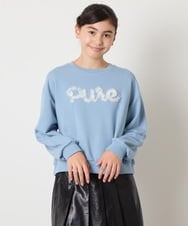 KJKAD49018 a.v.v KIDS(アー・ヴェ・ヴェ) [100-160]【WEB限定商品/チュールフリル/クロップド丈】チュールロゴトレーナー ピンク