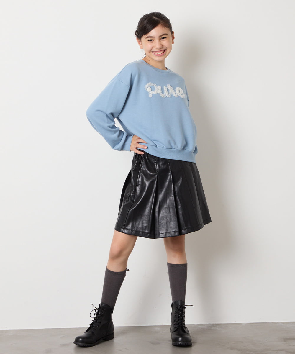KJKAD49018 a.v.v KIDS(アー・ヴェ・ヴェ) [100-160]【WEB限定商品/チュールフリル/クロップド丈】チュールロゴトレーナー ピンク