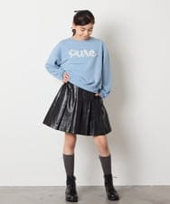 KJKAD49018 a.v.v KIDS(アー・ヴェ・ヴェ) [100-160]【WEB限定商品/チュールフリル/クロップド丈】チュールロゴトレーナー ピンク