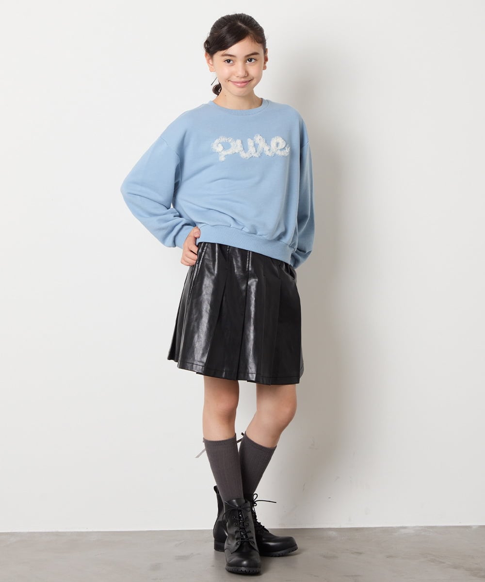 KJKAD49018 a.v.v KIDS(アー・ヴェ・ヴェ) [100-160]【WEB限定商品/チュールフリル/クロップド丈】チュールロゴトレーナー ピンク