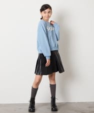 KJKAD49018 a.v.v KIDS(アー・ヴェ・ヴェ) [100-160]【WEB限定商品/チュールフリル/クロップド丈】チュールロゴトレーナー ピンク