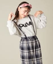 KJKAD49018 a.v.v KIDS(アー・ヴェ・ヴェ) [100-160]【WEB限定商品/チュールフリル/クロップド丈】チュールロゴトレーナー ピンク
