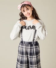 KJKAD49018 a.v.v KIDS(アー・ヴェ・ヴェ) [100-160]【WEB限定商品/チュールフリル/クロップド丈】チュールロゴトレーナー ピンク