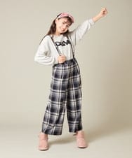 KJKAD49018 a.v.v KIDS(アー・ヴェ・ヴェ) [100-160]【WEB限定商品/チュールフリル/クロップド丈】チュールロゴトレーナー ピンク
