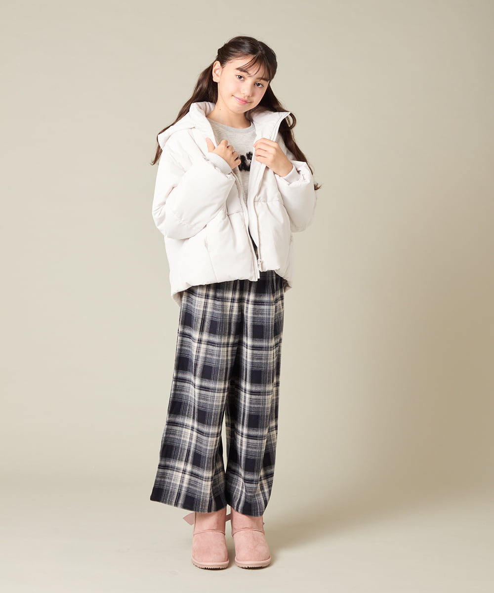 KJKAD49018 a.v.v KIDS(アー・ヴェ・ヴェ) [100-160]【WEB限定商品/チュールフリル/クロップド丈】チュールロゴトレーナー ピンク