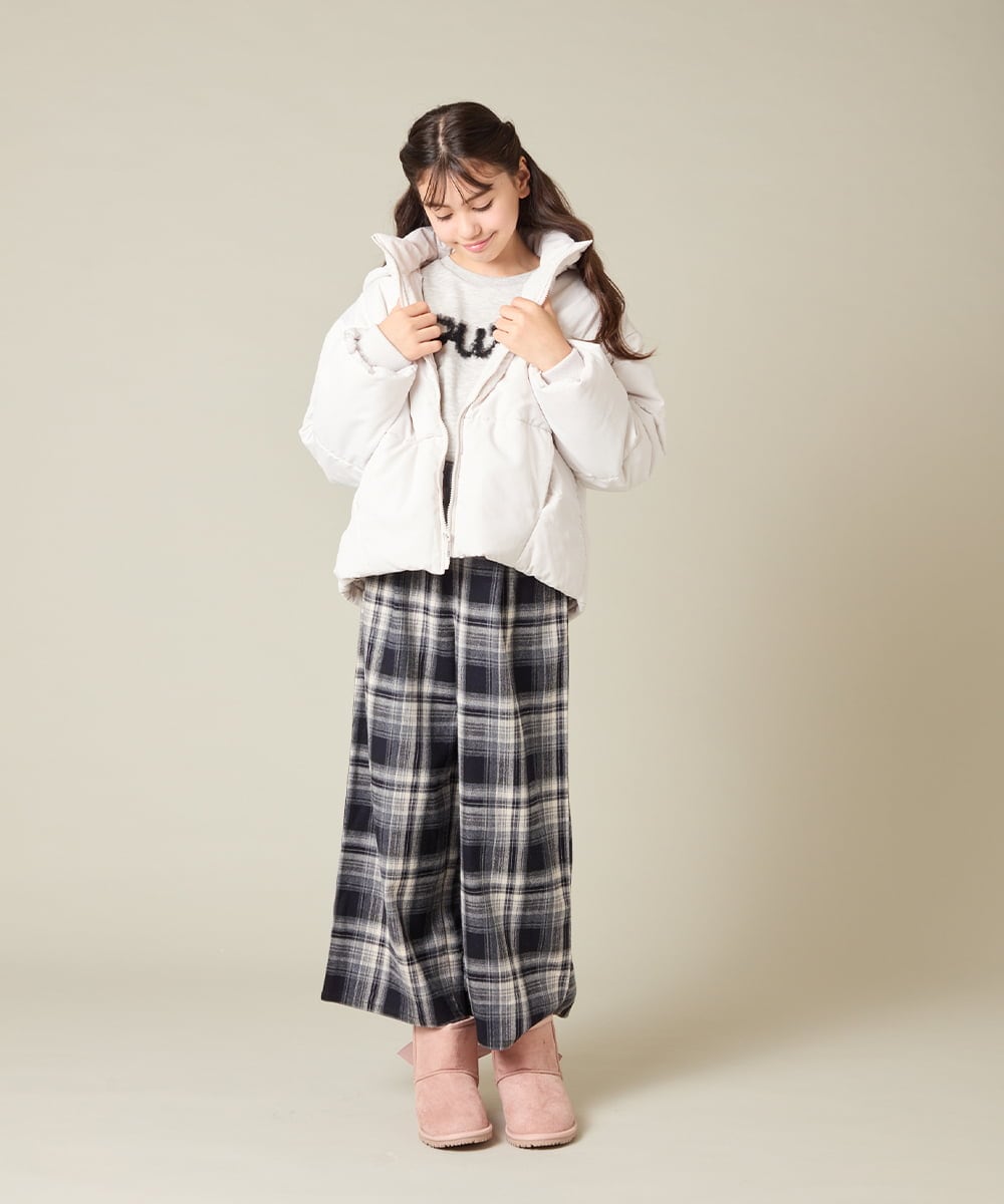 KJKAD49018 a.v.v KIDS(アー・ヴェ・ヴェ) [100-160]【WEB限定商品/チュールフリル/クロップド丈】チュールロゴトレーナー ピンク