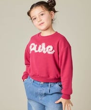 KJKAD49018 a.v.v KIDS(アー・ヴェ・ヴェ) [100-160]【WEB限定商品/チュールフリル/クロップド丈】チュールロゴトレーナー ピンク