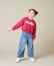 KJKAD49018 a.v.v KIDS(アー・ヴェ・ヴェ) [100-160]【WEB限定商品/チュールフリル/クロップド丈】チュールロゴトレーナー ピンク