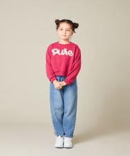 KJKAD49018 a.v.v KIDS(アー・ヴェ・ヴェ) [100-160]【WEB限定商品/チュールフリル/クロップド丈】チュールロゴトレーナー ピンク