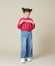 KJKAD49018 a.v.v KIDS(アー・ヴェ・ヴェ) [100-160]【WEB限定商品/チュールフリル/クロップド丈】チュールロゴトレーナー ピンク