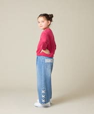 KJKAD49018 a.v.v KIDS(アー・ヴェ・ヴェ) [100-160]【WEB限定商品/チュールフリル/クロップド丈】チュールロゴトレーナー ピンク