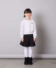 KJKAD50022 a.v.v KIDS(アー・ヴェ・ヴェ) [100-160]【WEB限定商品/裏起毛/チュールフリル/ワンポイント刺繍/クロップド丈】チュールスリーブクロップドトレーナー ダークグレー