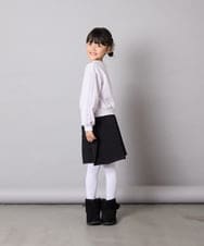 KJKAD50022 a.v.v KIDS(アー・ヴェ・ヴェ) [100-160]【WEB限定商品/裏起毛/チュールフリル/ワンポイント刺繍/クロップド丈】チュールスリーブクロップドトレーナー ダークグレー
