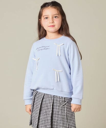 KJKAD51018 a.v.v KIDS [100-160]【WEB限定商品/サテンリボンがカワイイ】リボン付きロゴトレーナー