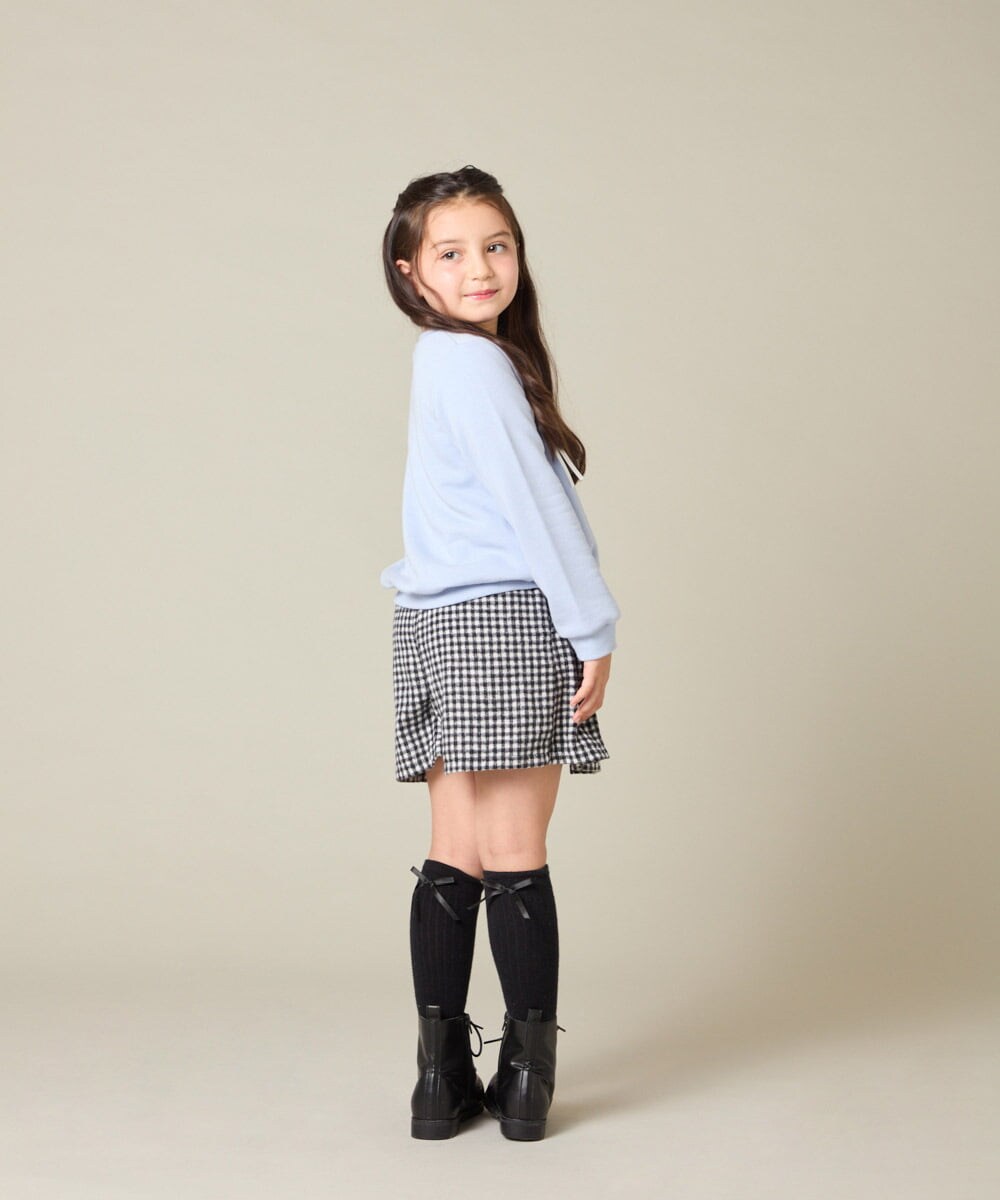 KJKAD51018 a.v.v KIDS(アー・ヴェ・ヴェ) [100-160]【WEB限定商品/サテンリボンがカワイイ】リボン付きロゴトレーナー ライトブルー