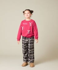 KJKAD51018 a.v.v KIDS(アー・ヴェ・ヴェ) [100-160]【WEB限定商品/サテンリボンがカワイイ】リボン付きロゴトレーナー ライトブルー