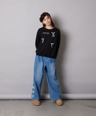 KJKAD51018 a.v.v KIDS(アー・ヴェ・ヴェ) [100-160]【WEB限定商品/サテンリボンがカワイイ】リボン付きロゴトレーナー ライトブルー