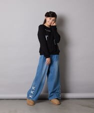 KJKAD51018 a.v.v KIDS(アー・ヴェ・ヴェ) [100-160]【WEB限定商品/サテンリボンがカワイイ】リボン付きロゴトレーナー ライトブルー