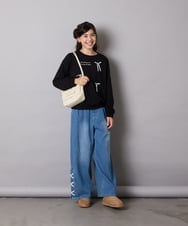 KJKAD51018 a.v.v KIDS(アー・ヴェ・ヴェ) [100-160]【WEB限定商品/サテンリボンがカワイイ】リボン付きロゴトレーナー ライトブルー
