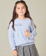 KJKAD51018 a.v.v KIDS(アー・ヴェ・ヴェ) [100-160]【WEB限定商品/サテンリボンがカワイイ】リボン付きロゴトレーナー ライトブルー