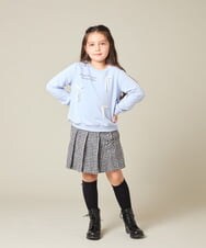 KJKAD51018 a.v.v KIDS(アー・ヴェ・ヴェ) [100-160]【WEB限定商品/サテンリボンがカワイイ】リボン付きロゴトレーナー ライトブルー