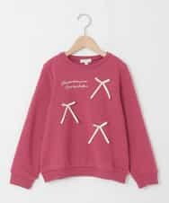 KJKAD51018 a.v.v KIDS(アー・ヴェ・ヴェ) [100-160]【WEB限定商品/サテンリボンがカワイイ】リボン付きロゴトレーナー ピンク