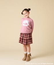 KJKAD80034 a.v.v KIDS(アー・ヴェ・ヴェ) [100-140]【a.v.v限定デザイン/アートが変わるスパンコール/しろくまとねこ/とかげとぺんぎん】すみっコぐらしスパンコールトレーナー ピンク